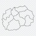 Blank map North Macedonia. High quality map of North Macedonia with provinces on transparent background for your web site design,